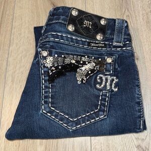 Miss Me straight leg blue jeans denim Women's Blue Jeans